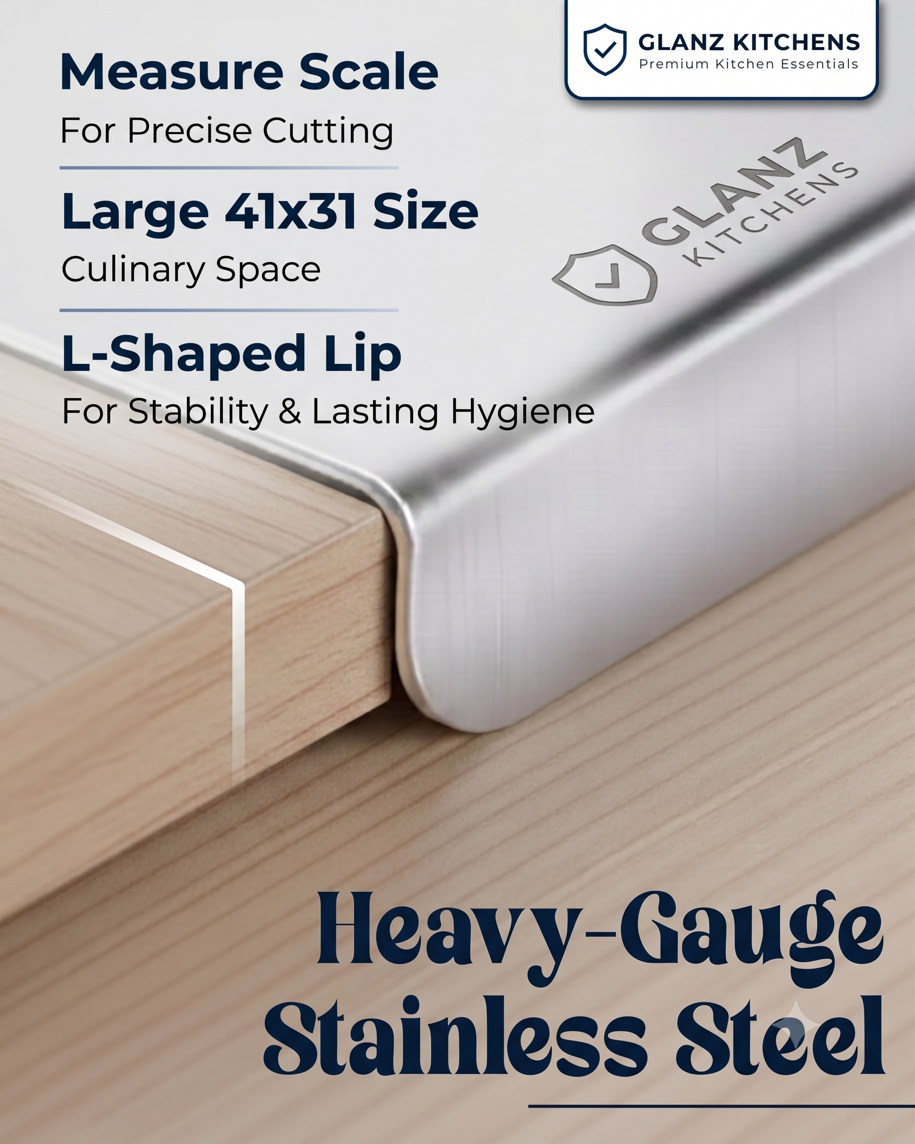 The Glanz Board | Premium Slip-Proof Stainless Steel Cutting Board